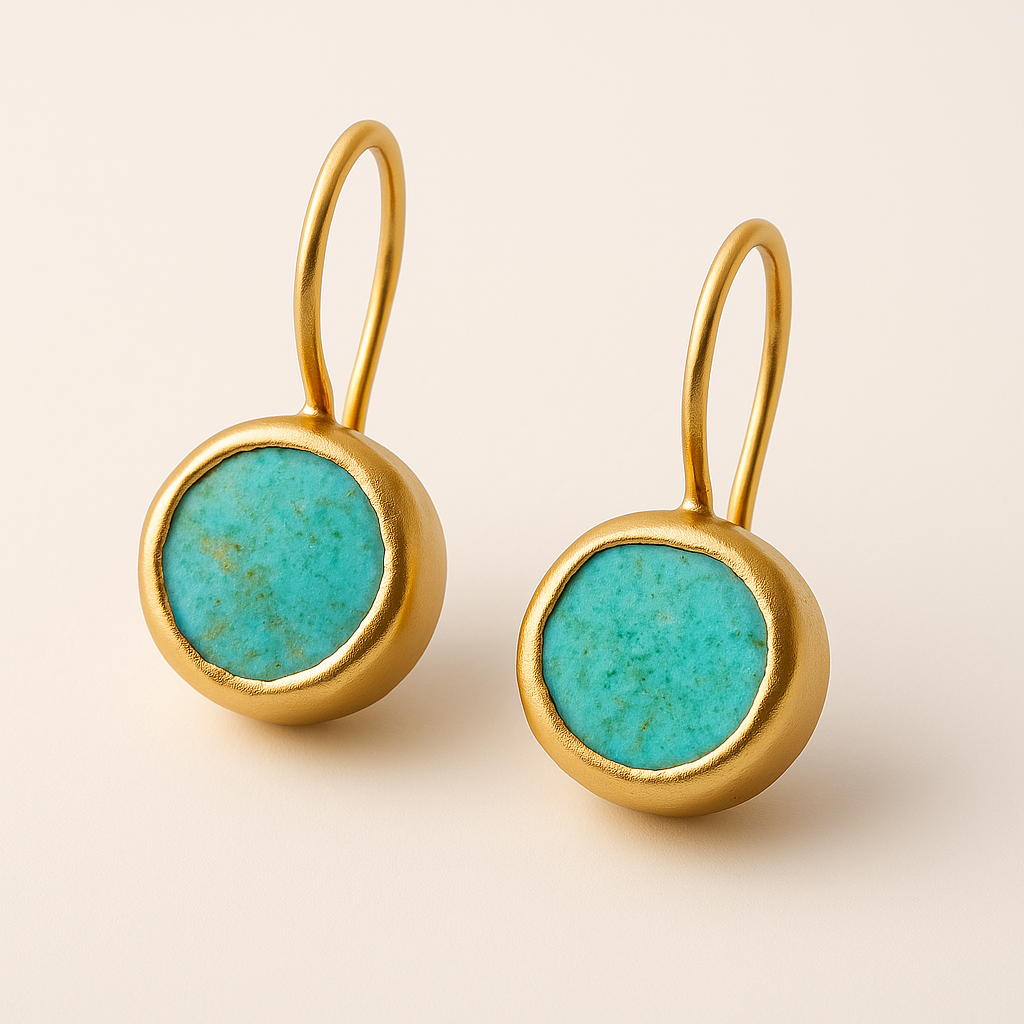 Amelie - Gold Earrings with Turquoise Stone