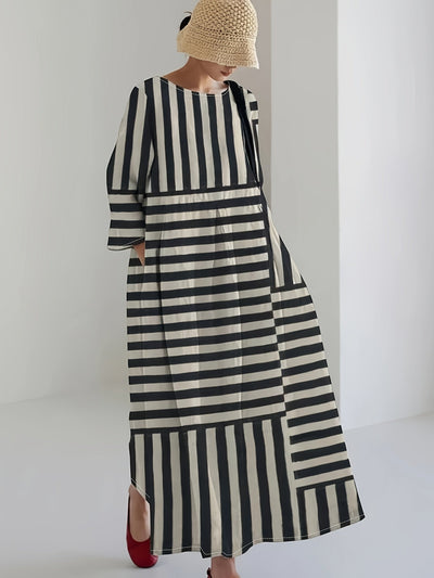 FASHION - Forward Striped Flowy Dress