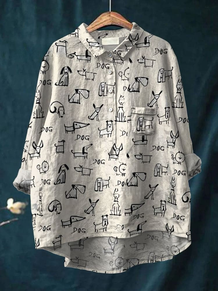 Sadie – Dog Print Casual Shirt