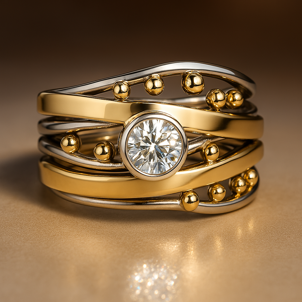 Vivienne – Gold Filigree Ring with Zirconia Glow