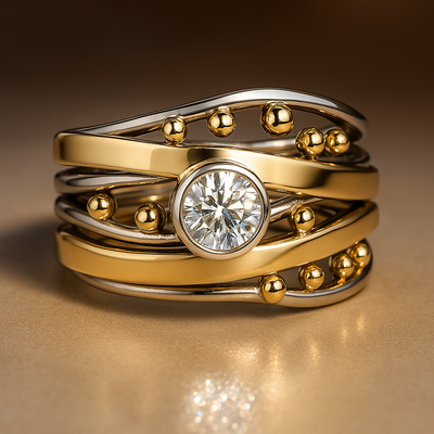 Vivienne – Gold Filigree Ring with Zirconia Glow