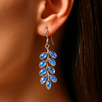 Aurora – Rainbow Moonstone Dangle Earrings