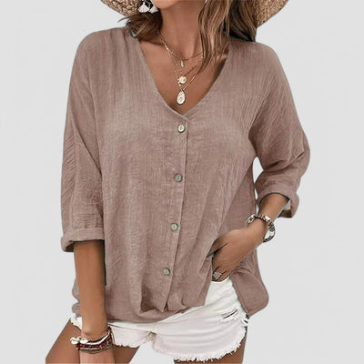Elena - Handmade V-neck Blouse