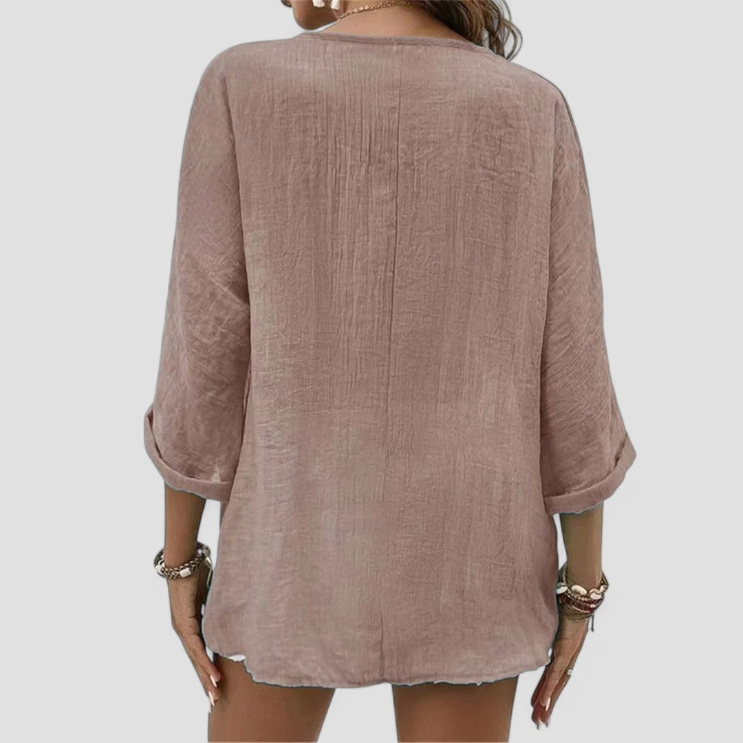 Elena - Handmade V-neck Blouse