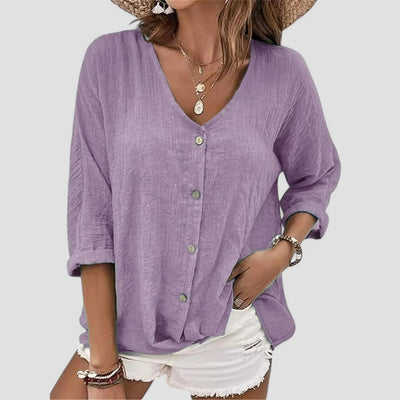 Elena - Handmade V-neck Blouse