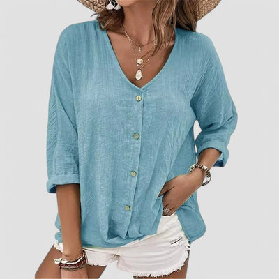 Elena - Handmade V-neck Blouse