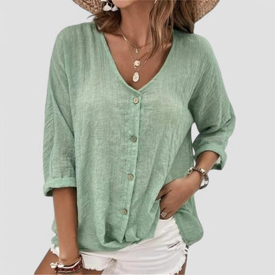 Elena - Handmade V-neck Blouse