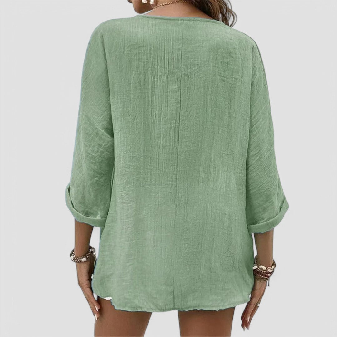 Elena - Handmade V-neck Blouse