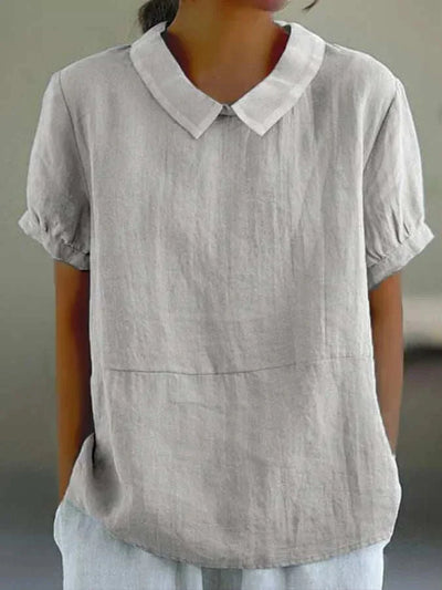 Eva – Natural Linen Blouse