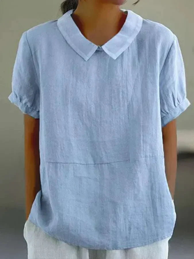 Eva – Natural Linen Blouse