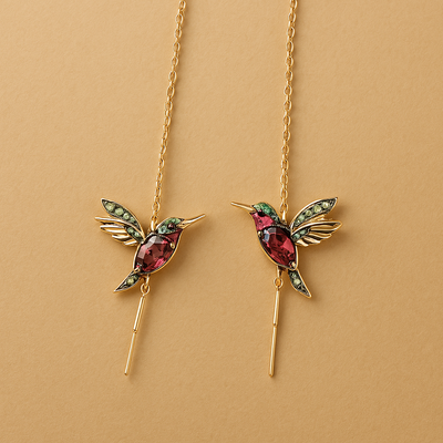 Lyra – Hummingbird Enamel & Zirconia Earrings