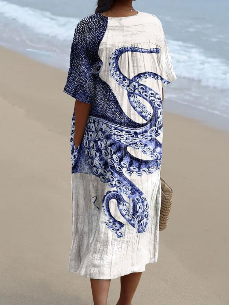 Octopus Art Print Casual Dress