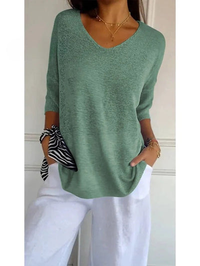 Elise – 3/4 Sleeve V-Neck Top