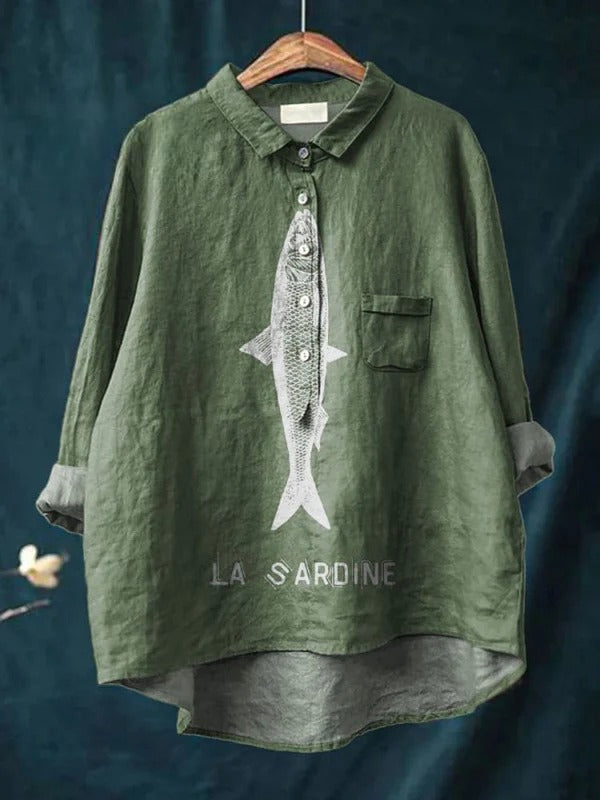 Sadie – Sardine Print Blouse