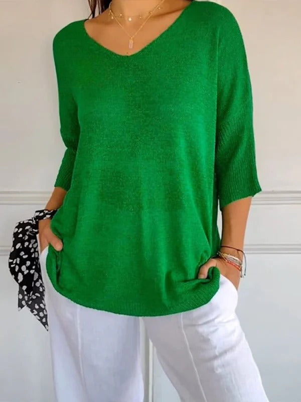 Elise – 3/4 Sleeve V-Neck Top