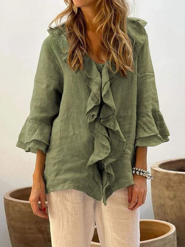 Lila – Ruffle Cotton Blouse