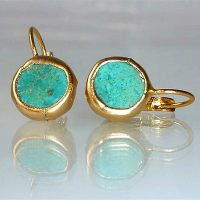 Amelie - Gold Earrings with Turquoise Stone