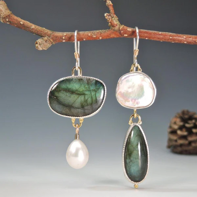 Nora – Vintage Natural Stone Drop Earrings