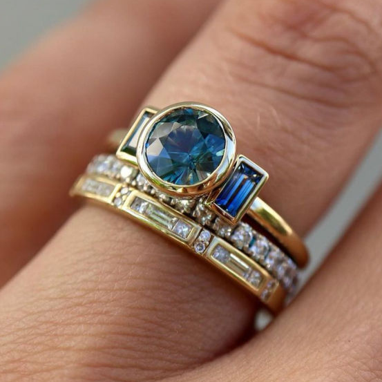 Luna – Midnight Blue & Silver Vintage Ring Trio