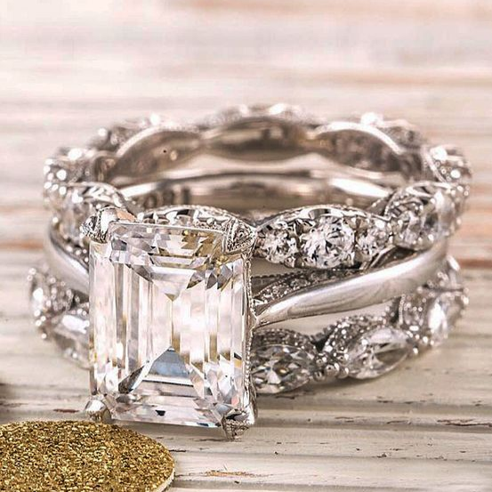 Clara – Bright Stacked Silver Statement Ring