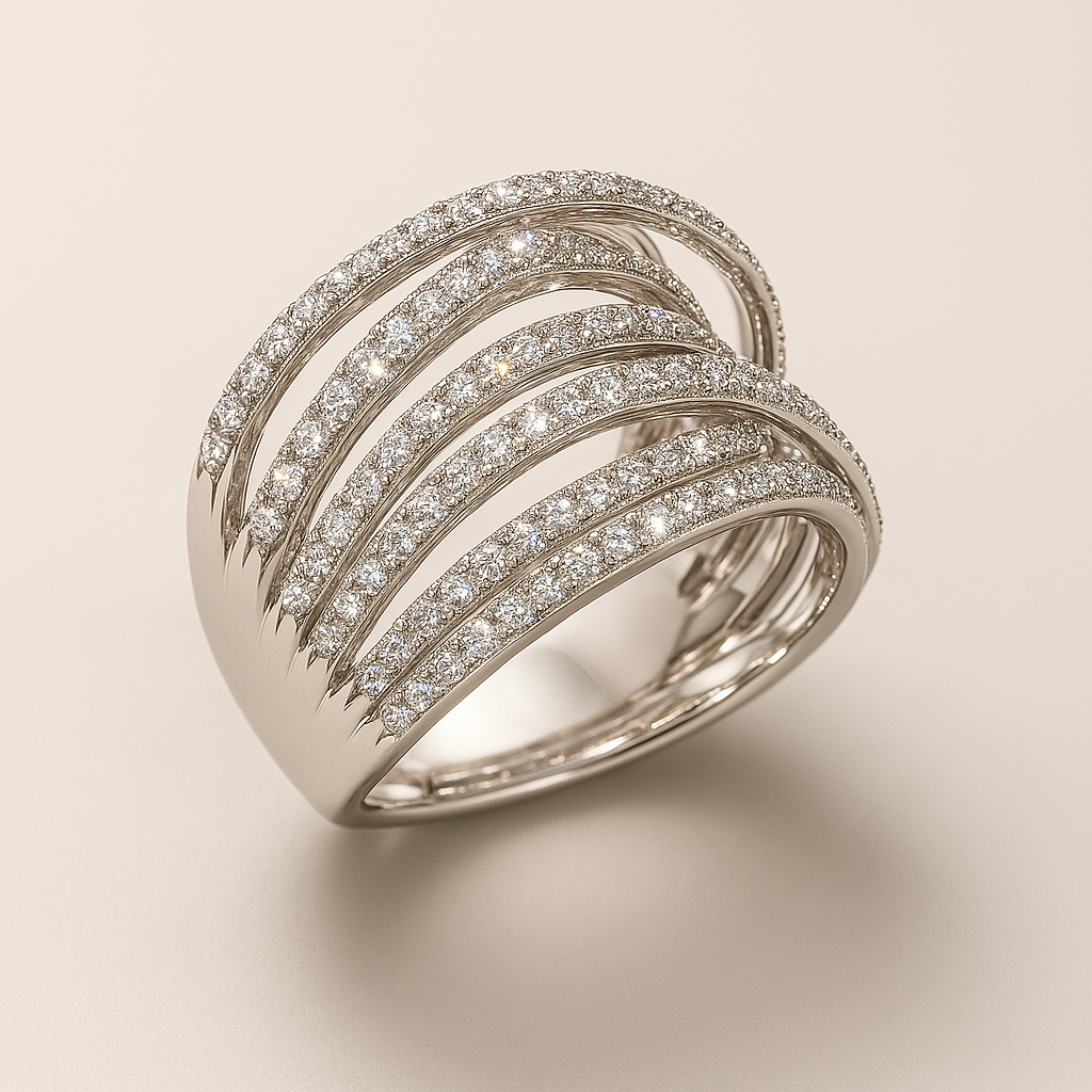 Rosa – Textured Silver Layers with Crystal Detail