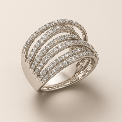 Rosa – Textured Silver Layers with Crystal Detail