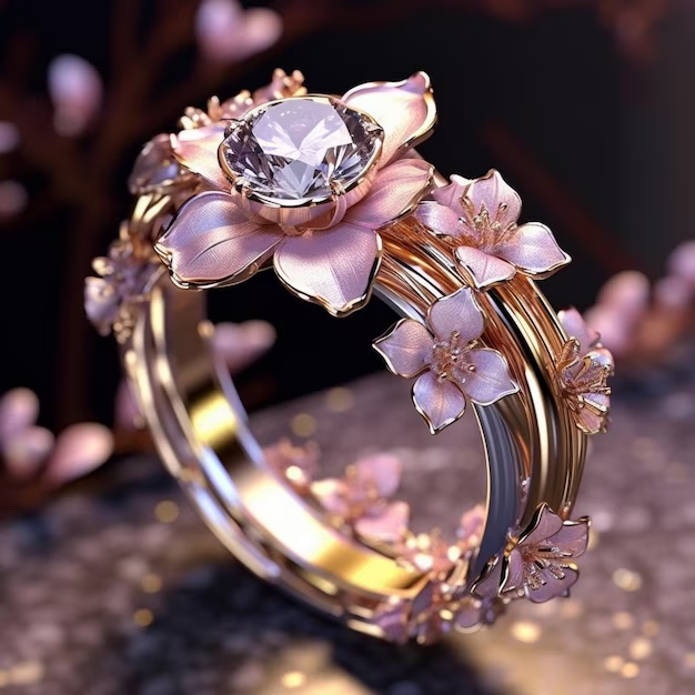 Exotic Pink Flower Crystal Ring~