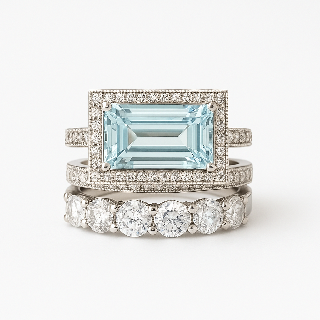 Lyrica - Vintage Silver Turquoise Glass Ring Set