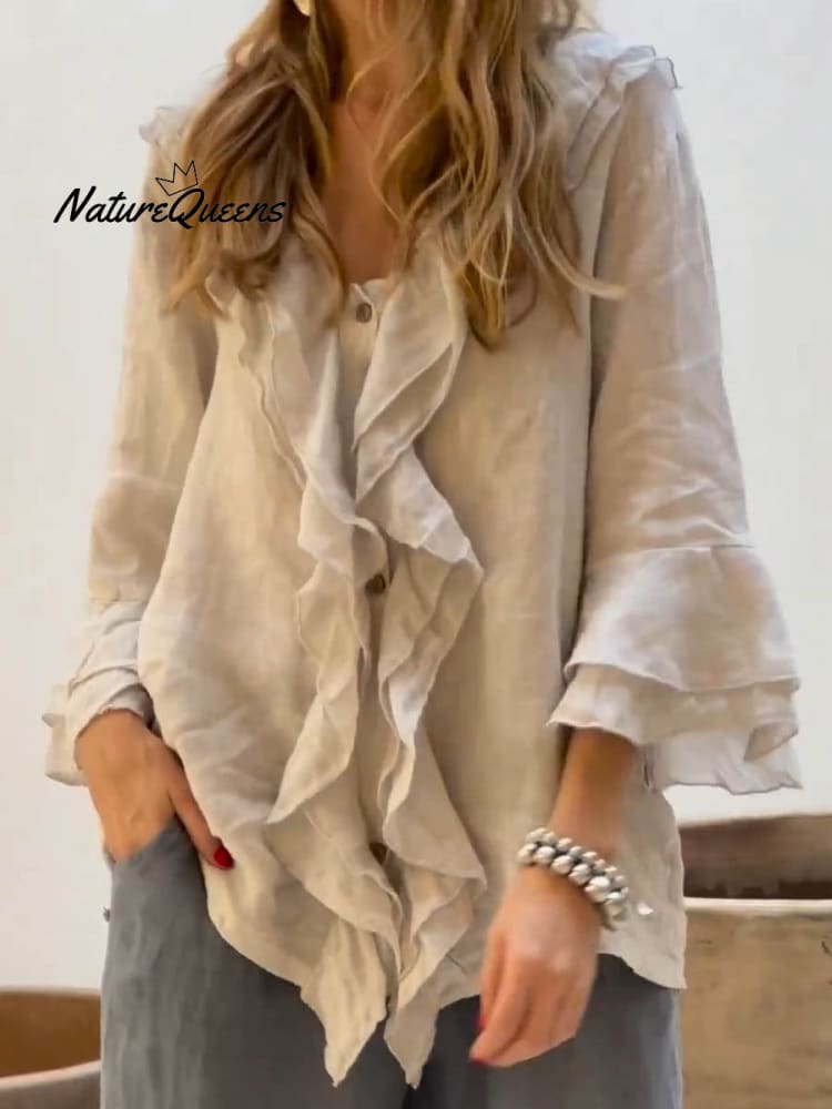 Lila – Ruffle Cotton Blouse