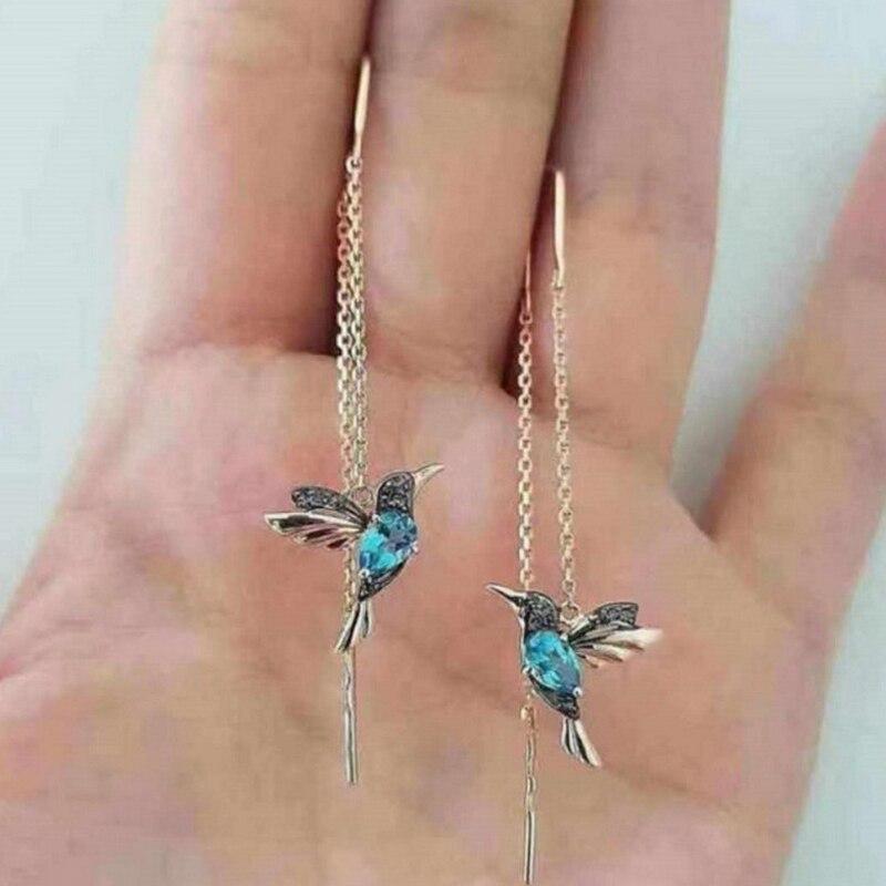 Wren – Enamel Hummingbird Zircon Earrings