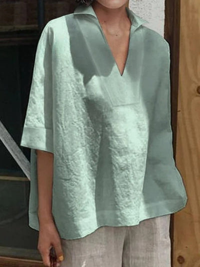 Emma – V-Neck Mid-Sleeve Blouse