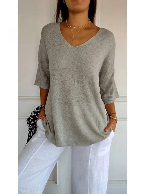 Elise – 3/4 Sleeve V-Neck Top