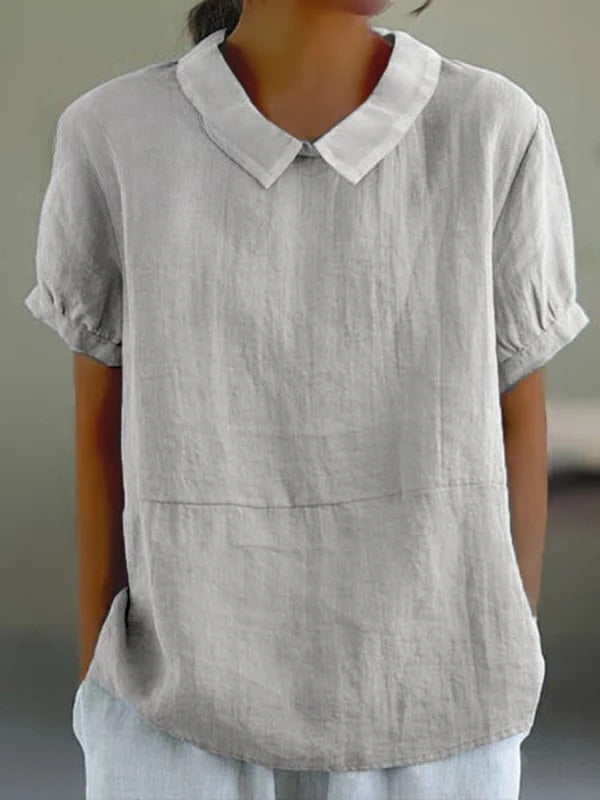 Claire – Short-Sleeve Round Neck Blouse