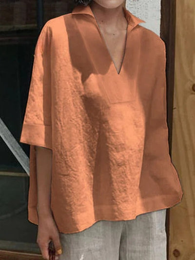 Emma – V-Neck Mid-Sleeve Blouse