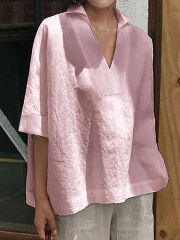 Emma – V-Neck Mid-Sleeve Blouse