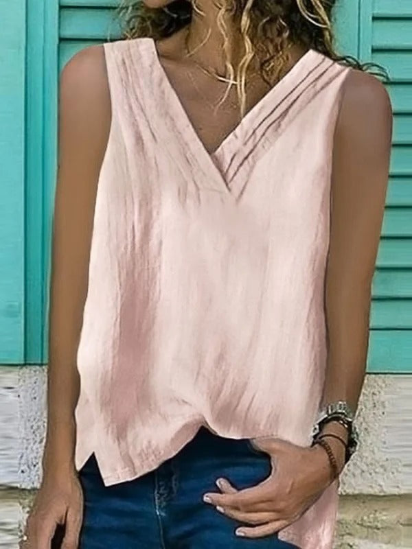 Lily – V-Neck Sleeveless Blouse