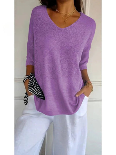 Elise – 3/4 Sleeve V-Neck Top
