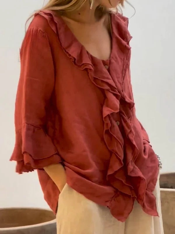 Lila – Ruffle Cotton Blouse