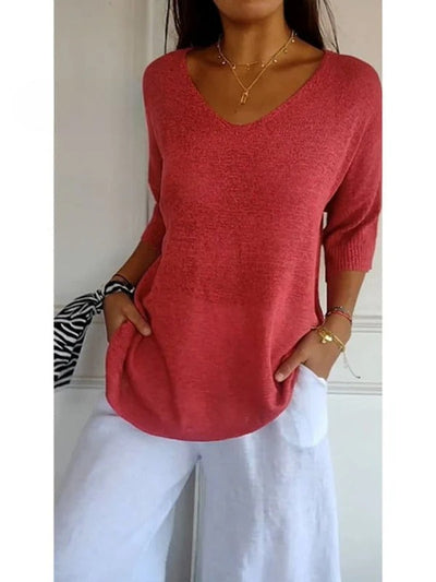 Elise – 3/4 Sleeve V-Neck Top