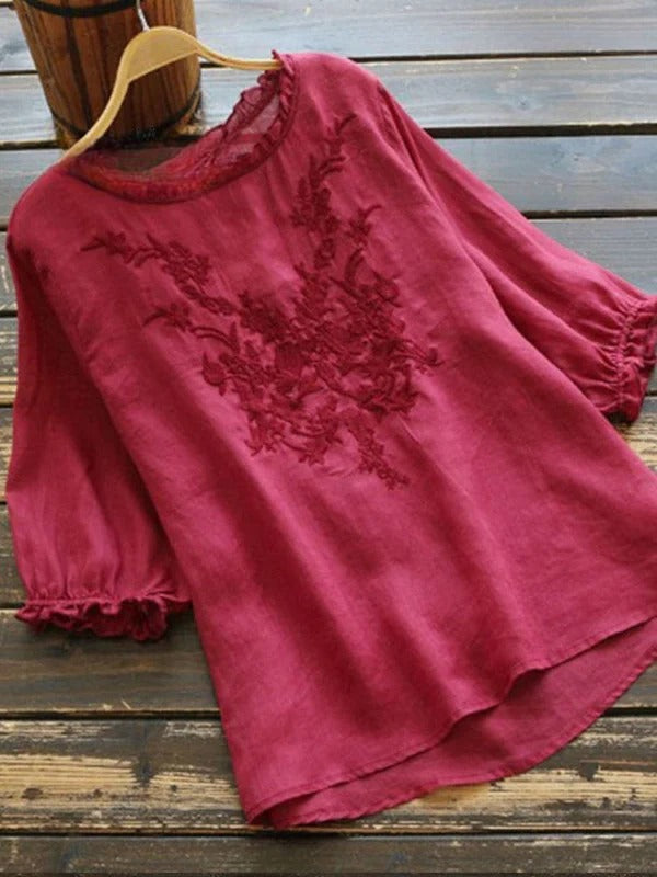 Elodie – Embroidered Cotton Blouse