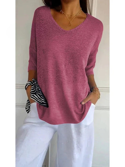 Elise – 3/4 Sleeve V-Neck Top