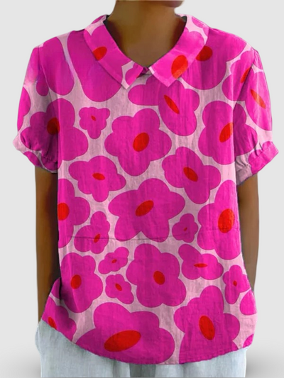 Dahlia – Vibrant Bloom Cotton Shirt