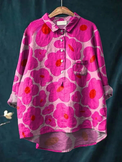 Dahlia – Vibrant Bloom Cotton Shirt
