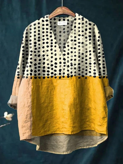 Sunny – Color-Blocked Dots Shirt