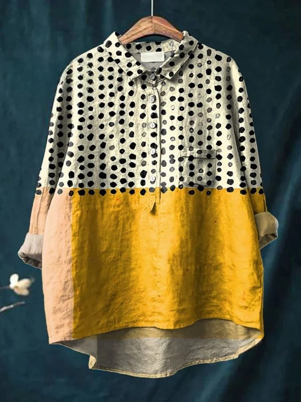 Sunny – Color-Blocked Dots Shirt