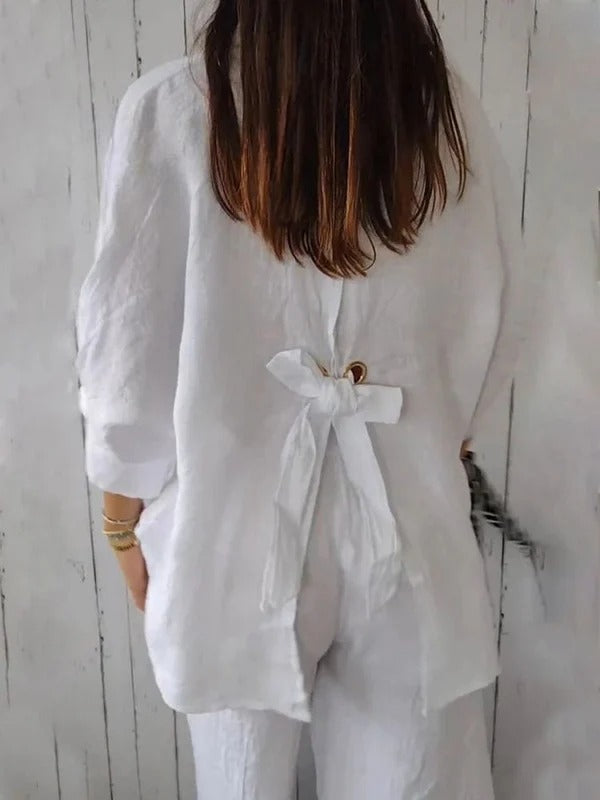 Cora – Tie-Back Cotton Blouse