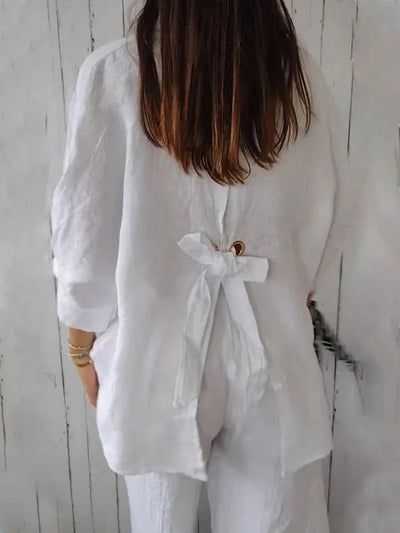 Cora – Tie-Back Cotton Blouse