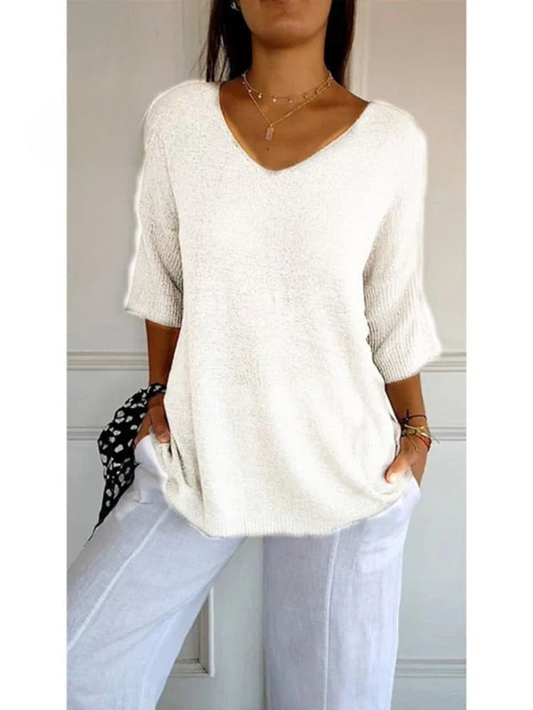 Elise – 3/4 Sleeve V-Neck Top