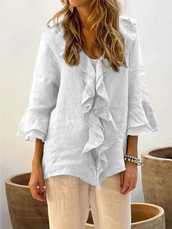 Lila – Ruffle Cotton Blouse