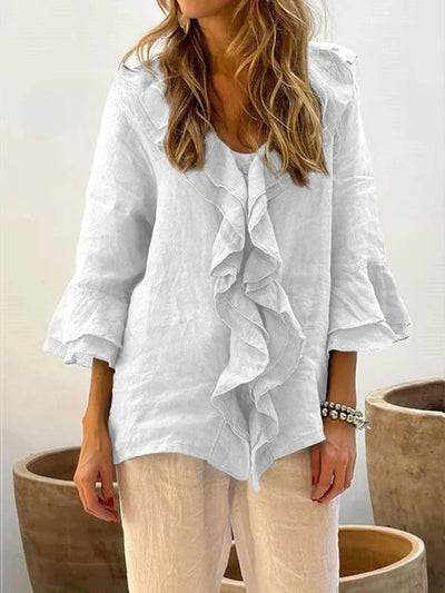 Lila – Ruffle Cotton Blouse